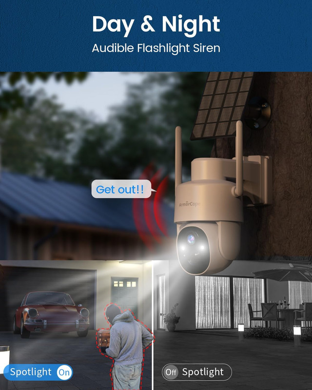 Wireless Solar Security Camera, 360° View, 2K Color Night Vision, Easy Install gallery
