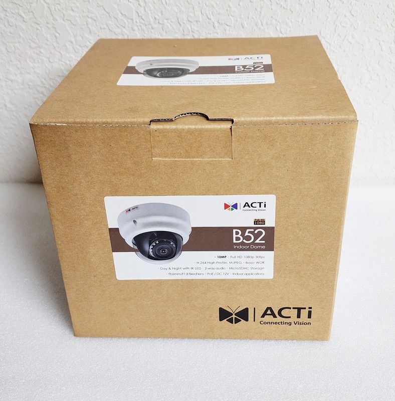 New ACTi B52 10 Megapixel (10MP) IR Indoor Day/Night Dome Camera, 3.6mm Lens