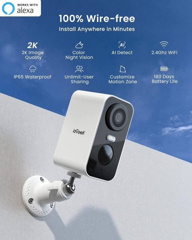 ieGeek Wireless Outdoor Security Camera 2-Pack 2K with AI Detection & Spotlight gallery