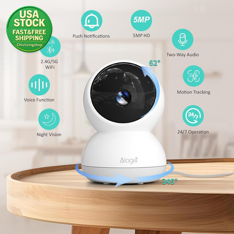 Indoor Security Camera 3K HD 360 Degree Pan Tilt Night Vision Pet Monitor gallery