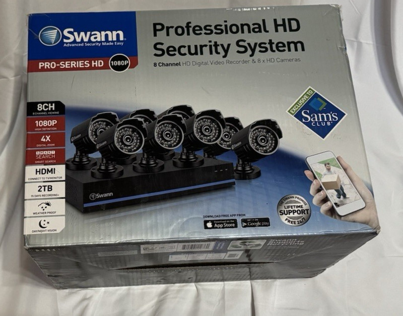 Swann 8 Channel DVR Security System w/ 8 Cameras SWDVK-880758-CL New Opened Box