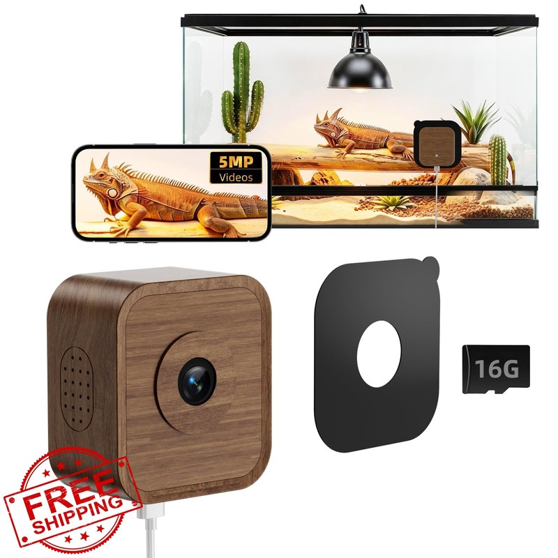 SV3C 5MP WiFi Pet Camera Walnut Wood Case