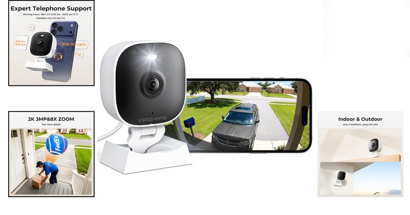 Indoor/Outdoor 2K Home Security Camera - 24/7 Recording & Motion Alerts Included gallery