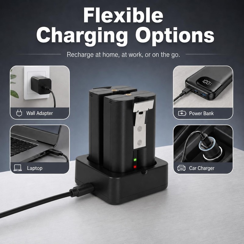 Replacement Battery and Dual Charger for Ring Doorbell Camera 1/2/3/4 gallery