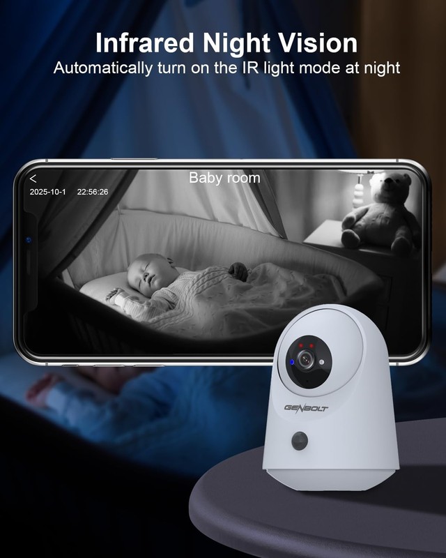 2K WiFi Indoor Security Camera - Wireless Pan Tilt Pet & Baby Monitor, 5000mAh B gallery