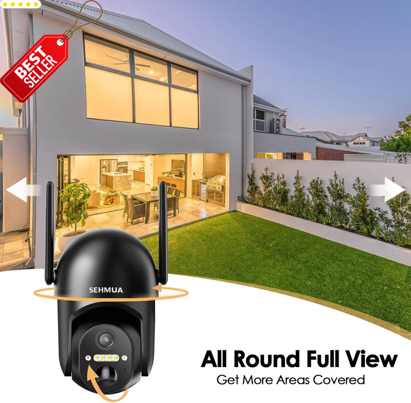 Solar Security Camera Wireless Outdoor 2K 360° Battery WiFi Night Vision - US gallery