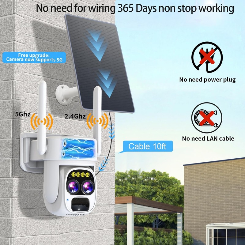 Security Cameras Wireless Outdoor Alexa Solar 360 View 10x Hybrid Zoom gallery