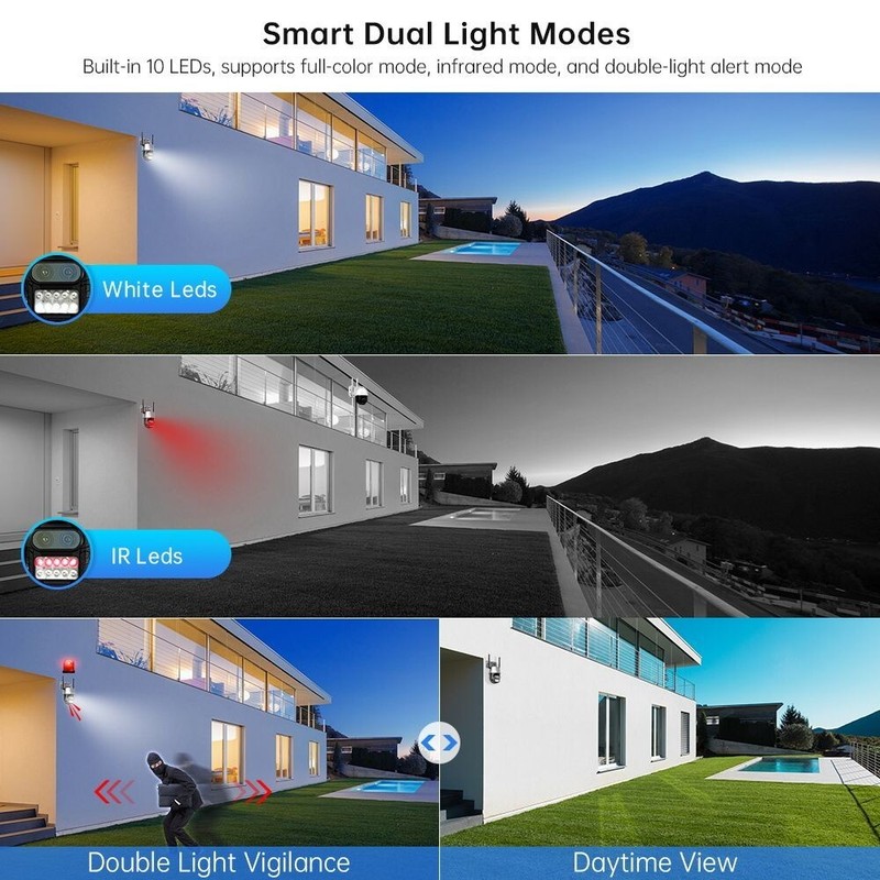 8MP 4K 8x Zoom Dual Lens PTZ IP Camera WiFi Security Camera With Alarm Lights gallery