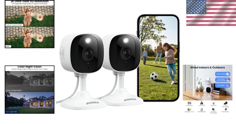 Wi-Fi 2K Surveillance Camera - Color Night Vision, Waterproof, 24/7 Recording gallery