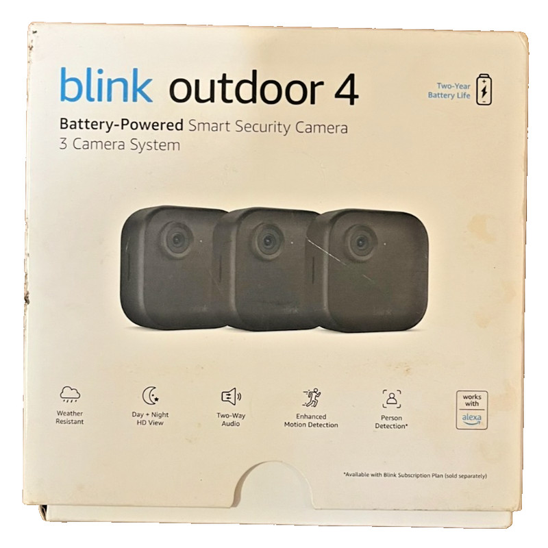 Blink Outdoor 4 1080p Wi-Fi Outdoor 3-Camera Security System – Black – NEW
