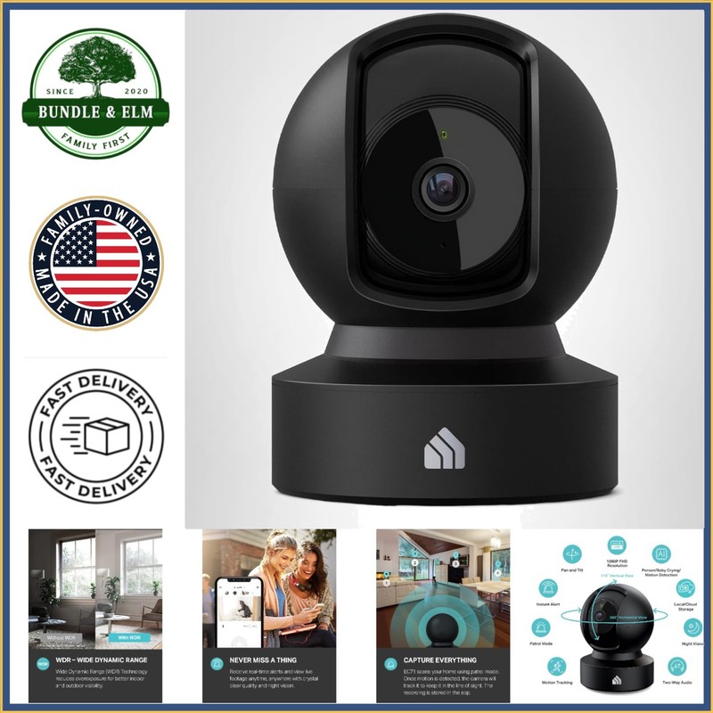 1080p Indoor Security Camera with Motion Detection and Night Vision Features
