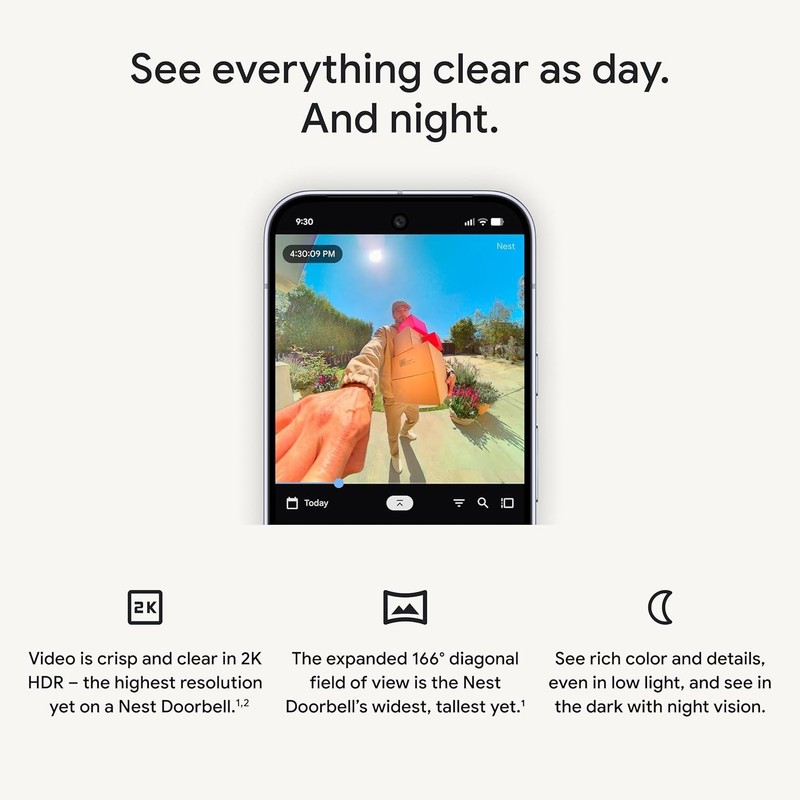 Google - Nest Wi-Fi Video Doorbell - Battery Operated - Linen gallery