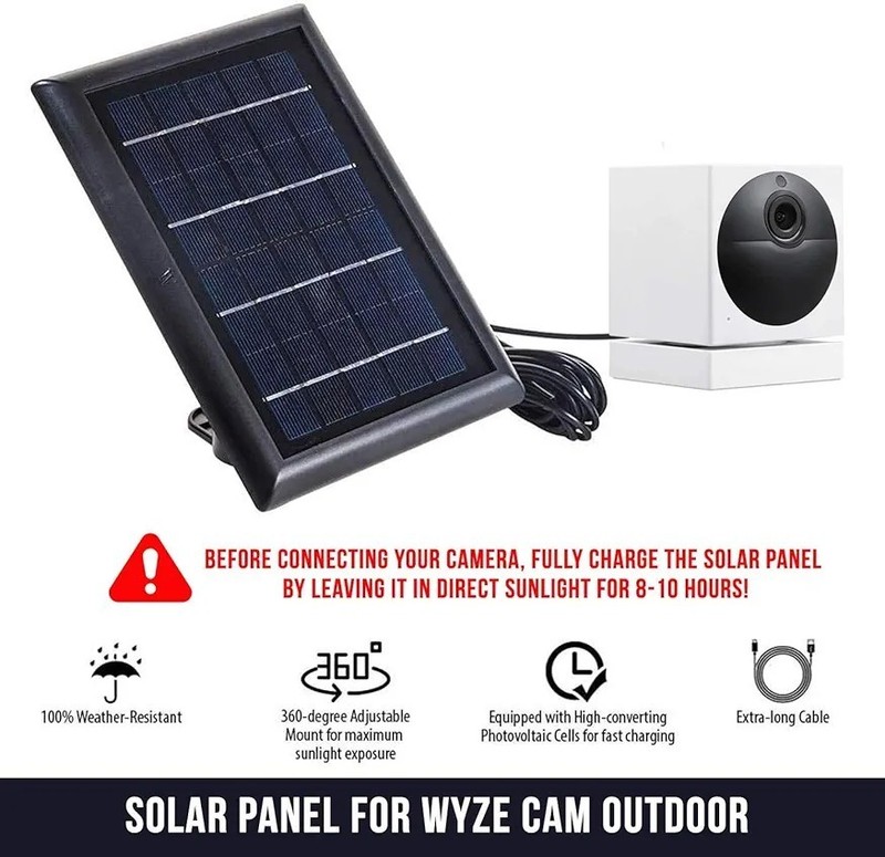 Solar Panel Compatible Wyze Cam Outdoor Continous Charging V2 Power 2 Pack NEW gallery