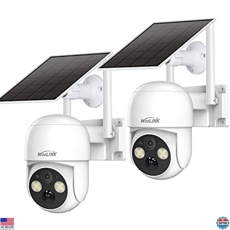 2PCS 4MP Wireless Solar Security Cameras, 2.5K, Pan/Tilt, 2-Way Audio, Night