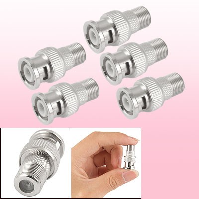 F Female to BNC Male Coax RF Connector RG6 RG59 Adapter x 5pcs
