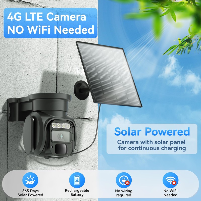 Camara de Seguridad Solar Con Internet Celular 4G LTE Inalambrica Para Exterior gallery