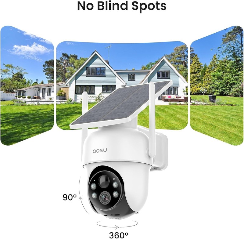 AOSU Solar Security Cameras 4 Cam Kit Wireless Outdoor 2K 360° Pan Tilt Auto Tra gallery