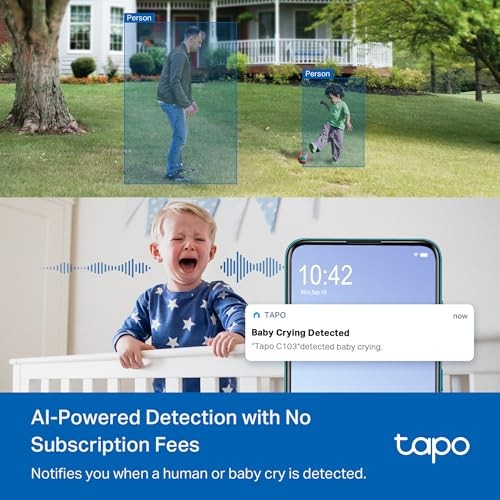 Tapo 1080p Indoor/Outdoor Security Camera Color Night Vision AI Motion Detection gallery