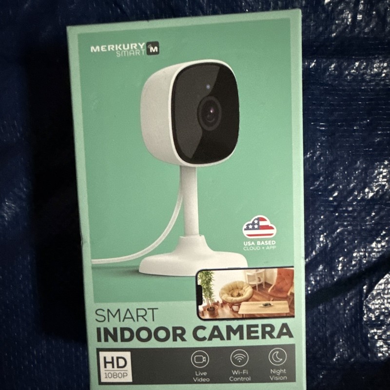 Merkury Smart Indoor 1080p Wi‑Fi Camera Night Vision Motion Alerts 2‑Way Audio