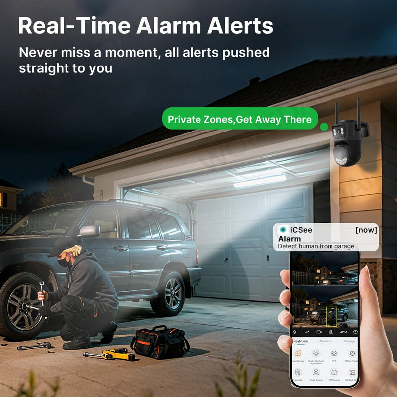External Wifi PTZ Camera Dual Lens 2.4Ghz&5Ghz Wifi Outdoor IP Camera Auto Track gallery