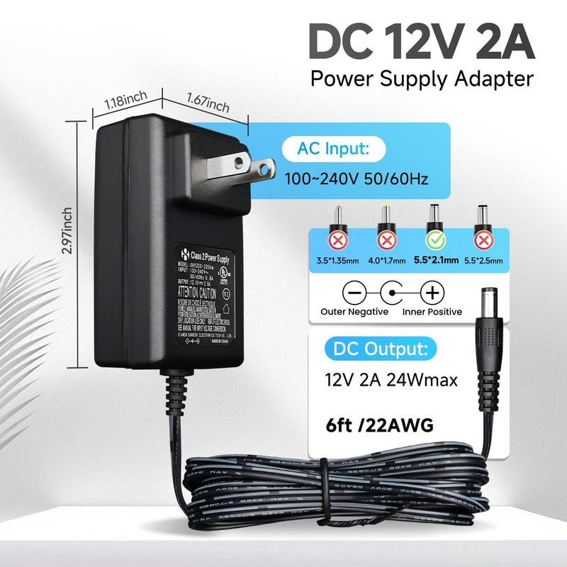 UL Listed 12V 2A Power Supply AC Adapter with 8 Tips, 12 Volts 12V2A+8 Tips gallery