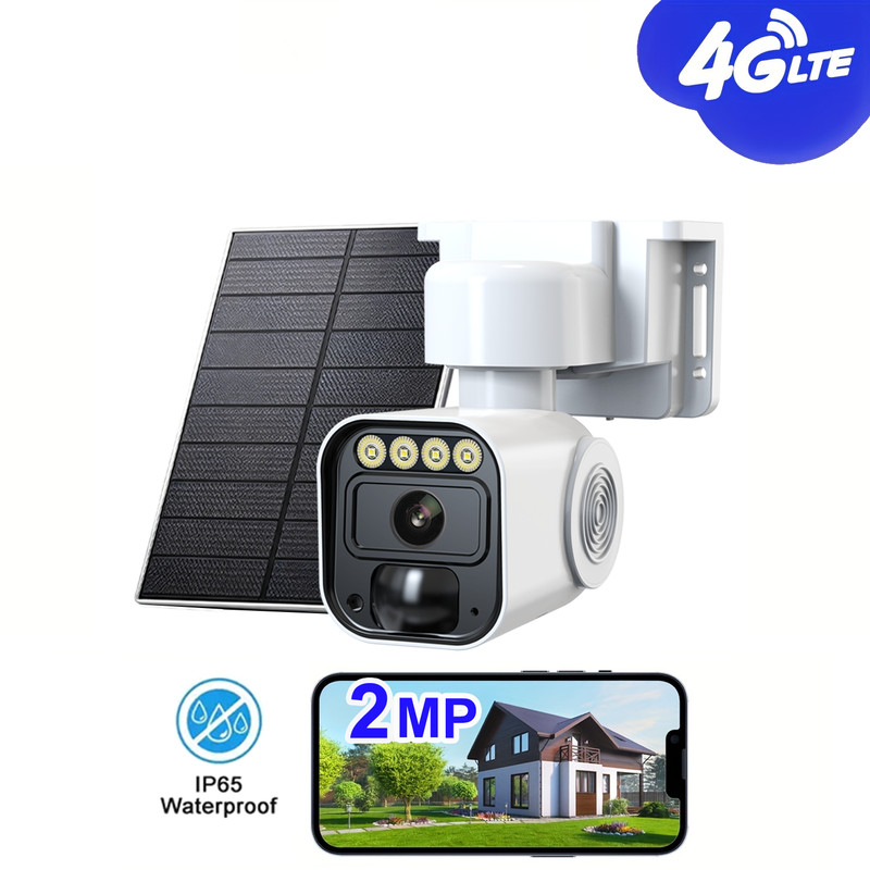 Solar Powered 4G LTE Cellular Security Camera 1080P FHD Color Night Vision