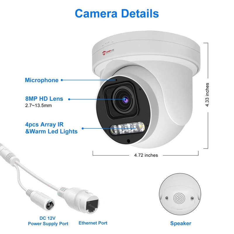 Anpviz 8MP 4K POE PTZ IP Camera, 5X Optical Zoom, Human/Vehicle Detection gallery