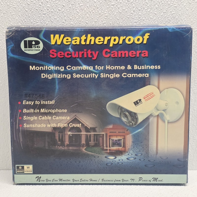 IP 56 Weatherproof Security Camera To TV B/W Night Vision Mic New Open Box
