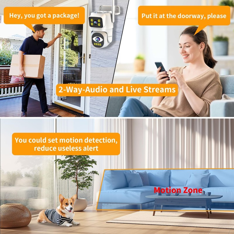 Dual Lens Security Camera Outdoor,WiFi Camera for Home Security,Home Survaill... gallery