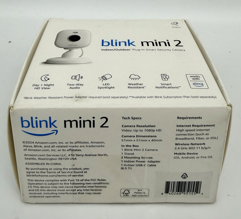 Blink Mini 2 Security Camera 1080p Wired Indoor Outdoor Night Vision Audio gallery