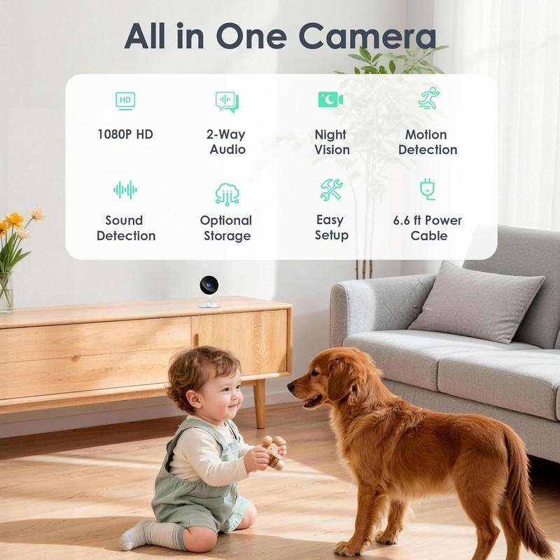 Smart Baby Monitor & Pet Camera with Night Vision and Alexa Integration - 2-Pack gallery
