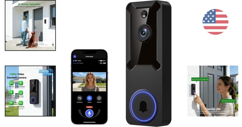 Advanced 1080P Video Doorbell with Wide-Angle View, Night Vision & Cloud Backup gallery