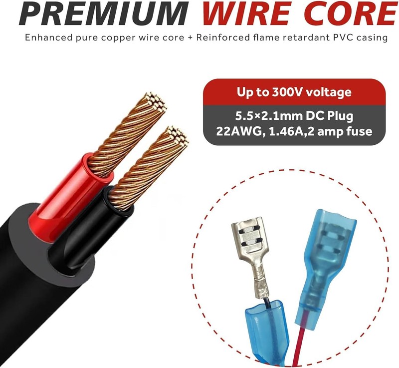 Trail Camera Power Cable, 5.5x2.1mm DC, Compatible with Stealth Cam, Spypoint, gallery