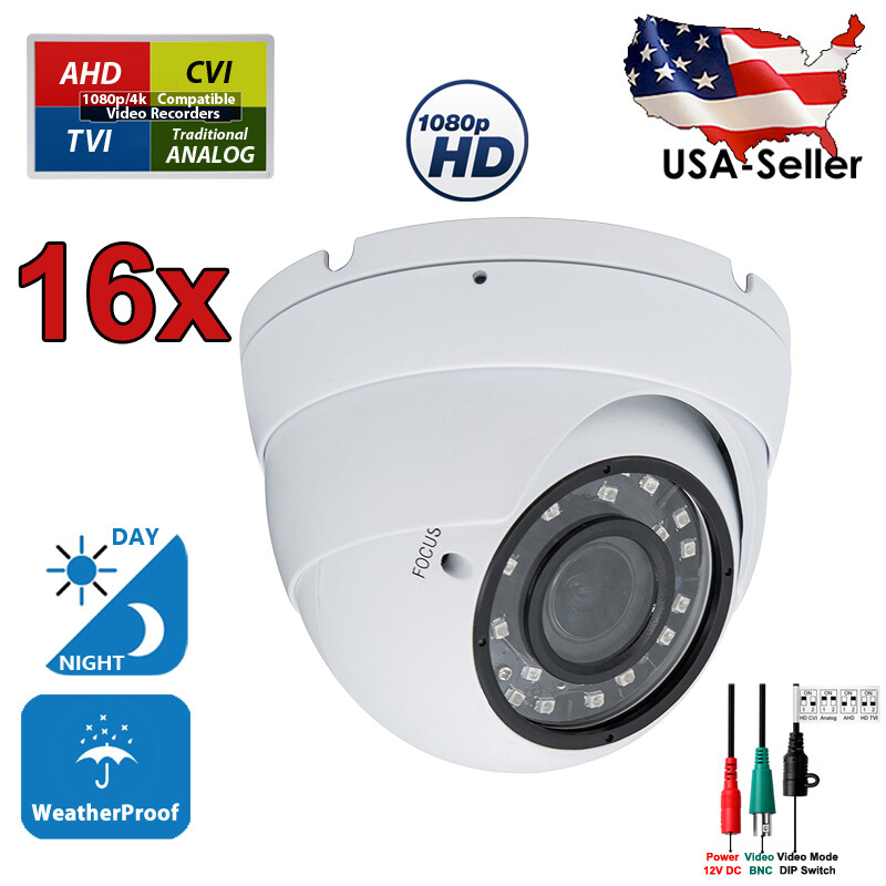16x HD CCTV Security Camera Outdoor Day Night Vision Adjustable Manual Zoom Dome