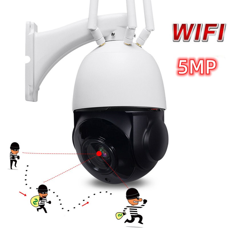 5MP 1080P HD Outdoor WiFi IP Camera 4G Auto IR Wireless PTZ Home Security Camera