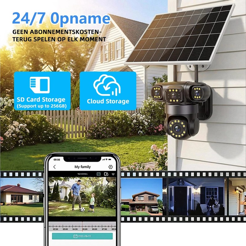 4 Lens 16 MP 4G SIM Solar Security IP Camera Outdoor CCTV Motion Detection PTZ gallery