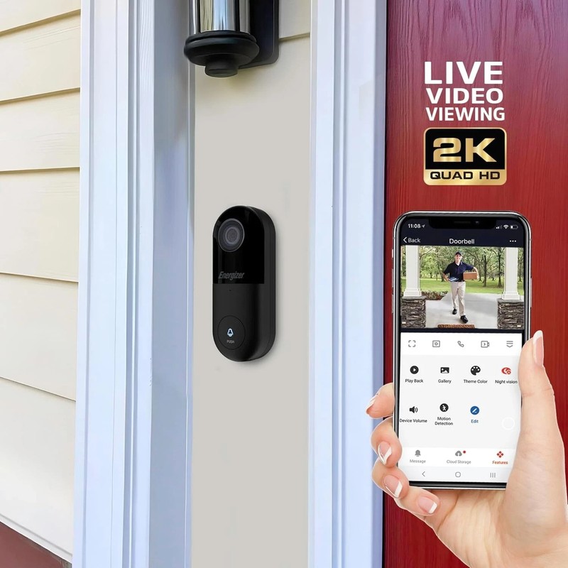 NEW 2K QHD (NOT 1080p) Energizer Smart 5GHz Wired Video Doorbell Security Camera gallery