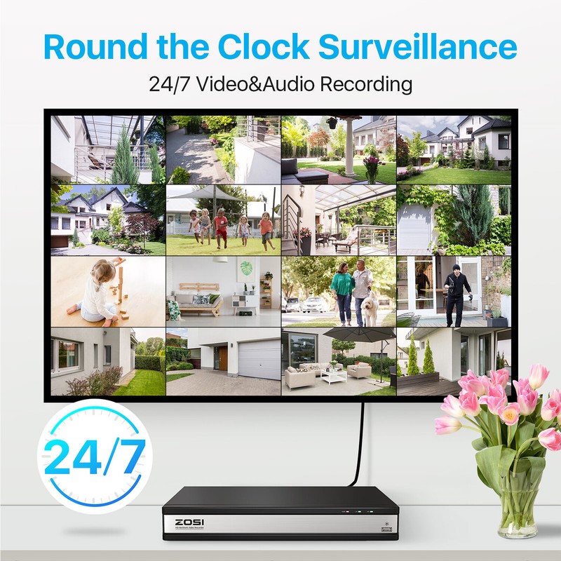 ZOSI 16CH 4K NVR 8MP POE Security Camera System 4TB Color Night Vision AI Motion gallery