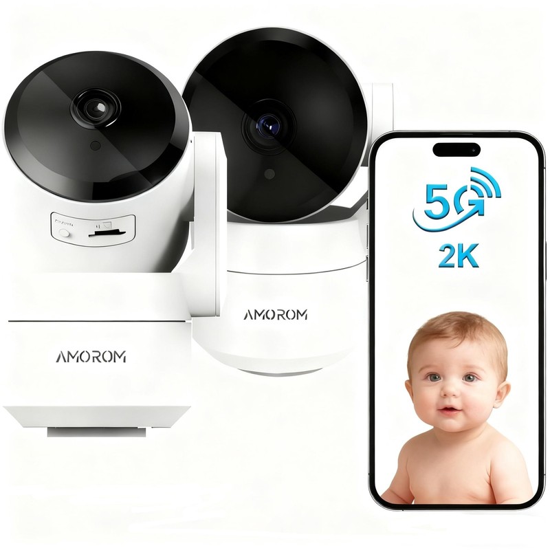 2 Pack 2K Indoor Security Camera Wireless, 360° Pan-Tilt Wi-Fi Pet/Baby Monit…