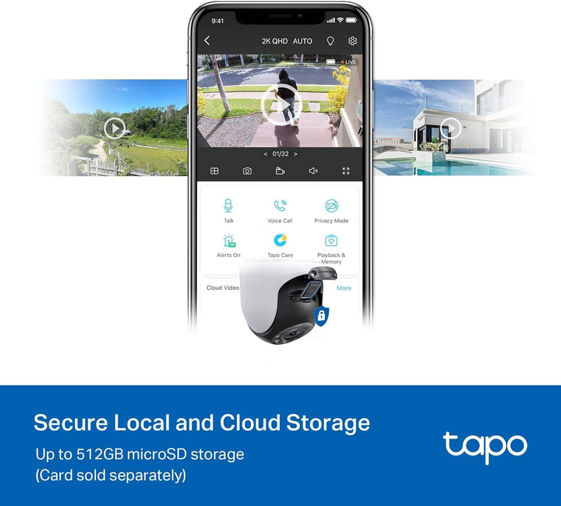 Tp-Link Tapo 2K QHD Outdoor Pan/Tilt Wi-Fi Security Camera, 360° View, Motion gallery