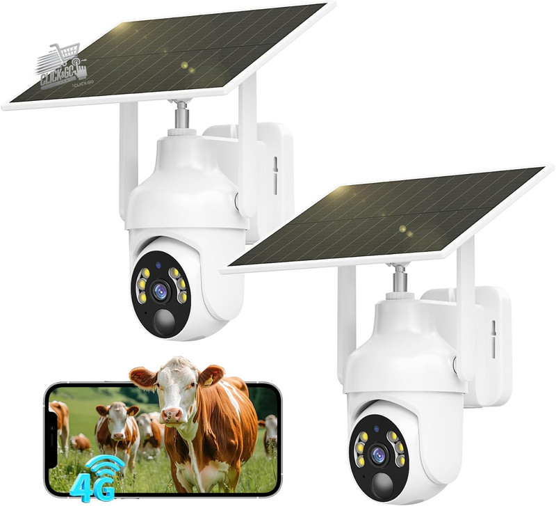 2 Cameras Outdoor Surveillance 4G SIM Solar Wireless Battery PTZ 2K gallery