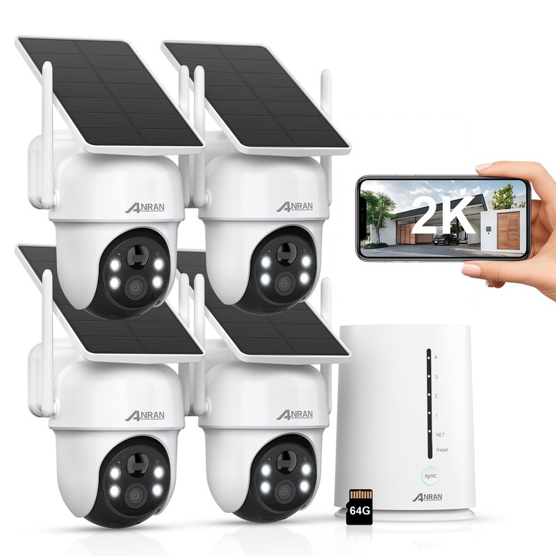 ANRAN Solar Security Cameras Outdoor Wireless 4 Cam-Kits 3MP Color Night Vision