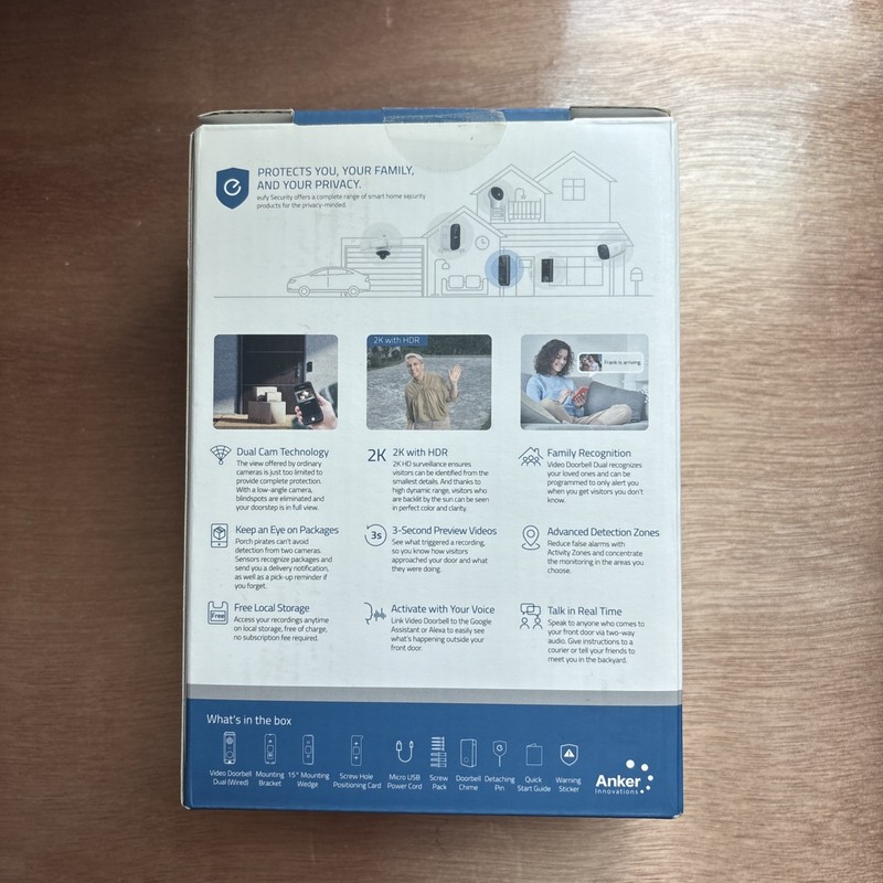 Eufy smart doorbell camera (wired dual security camera) 2k New Open Box gallery