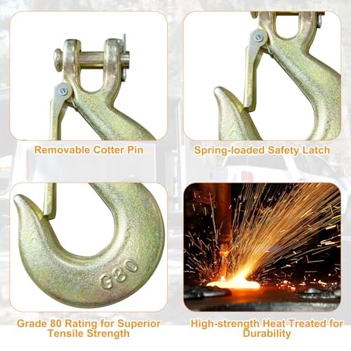 Cadena de seguridad para 3/8” × 3.3Ft Chain w/ Retainer & Hooks - 2 Pack Oro gallery