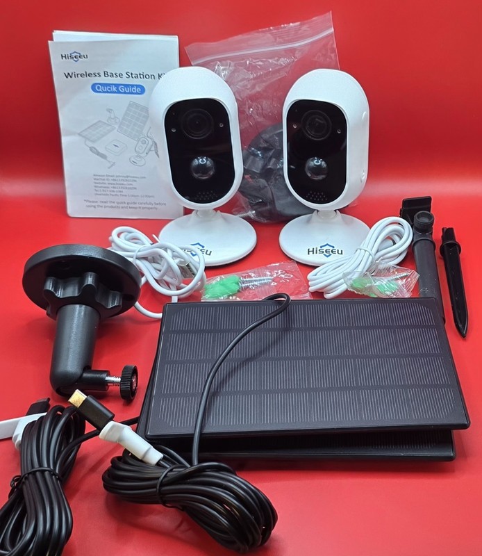 Hiseeu, Solar,Security Cameras,2 Pk,NVR Not Included,2 Way Audio,wire-free