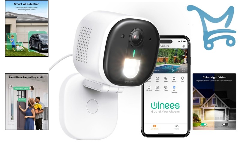 Outdoor Security Camera Wired 2K Night Vision AI Motion Detection Indoor gallery