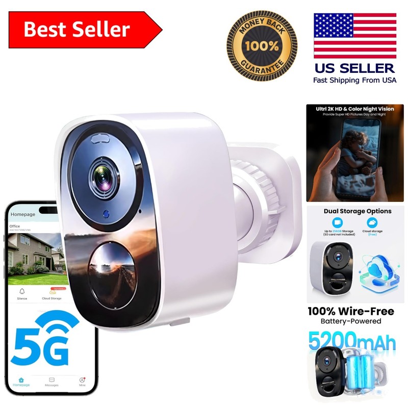 Smart 2K Wireless Security Camera – Full-Color Night Vision & Long Battery Life