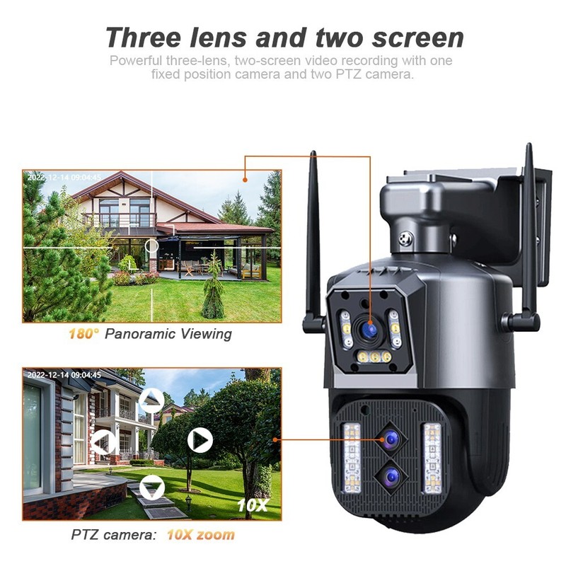 8MP WiFi Wireless PTZ IP Camera Security CCTV Dual-Lens Waterproof 2-Way Audio gallery