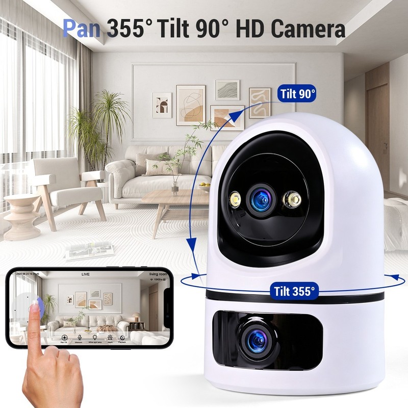 2K WiFi Indoor Home Security Camera Dual Lens PTZ Night Vision Baby Pet Monitor gallery