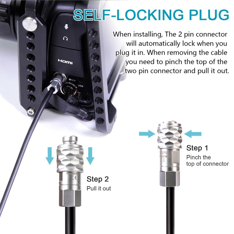 BMPCC 4k/6k Coiled Cord Power Cable DTap Plug Weipu SF6 2 Pin Female Camera gallery